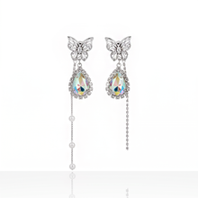 Load image into Gallery viewer, [Redvelvet Wendy Earrings] Rainbow Crystal Butterfly Earrings