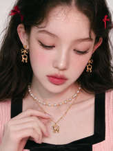 Load image into Gallery viewer, [Anti-tarnish] Kitty Layered Pearl Choker Necklace - Gold Color (Kep1er Yujin Necklace)