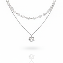 Load image into Gallery viewer, [Anti-tarnish] Pretzel Layered Pearl Choker Necklace - Silver ver. (Momoland Jooe Necklace)