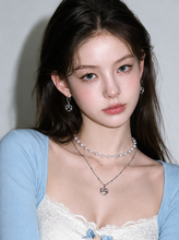 Load image into Gallery viewer, [Anti-tarnish] Pretzel Layered Pearl Choker Necklace - Silver ver. (Momoland Jooe Necklace)