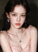 Load image into Gallery viewer, [Hearts2Hearts Yuha Earrings] Silver Laced Heart and Bow Earrings
