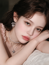 Load image into Gallery viewer, [Hearts2Hearts Yuha Earrings] Silver Laced Heart and Bow Earrings