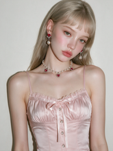 Load image into Gallery viewer, [IU Earrings] Heart Crystal and Pearl Earrings - Rosepink