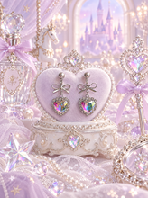 Load image into Gallery viewer, Rainbow Heart and Ribbon Earrings (STAYC Isa, Lovelyz Jiae Earrings)