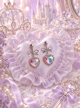 Load image into Gallery viewer, Rainbow Heart and Ribbon Earrings (STAYC Isa, Lovelyz Jiae Earrings)