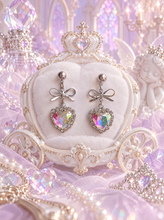 Load image into Gallery viewer, Rainbow Heart and Ribbon Earrings (STAYC Isa, Lovelyz Jiae Earrings)