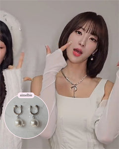 [fromis_9 Nakyung Earrings] Horse Shoe and Pearl Earrings (Medium) - Silver