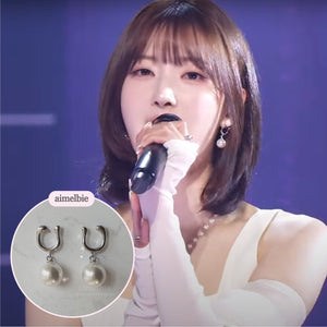 [fromis_9 Nakyung Earrings] Horse Shoe and Pearl Earrings (Medium) - Silver