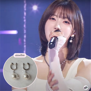 [fromis_9 Nakyung Earrings] Horse Shoe and Pearl Earrings (Medium) - Silver