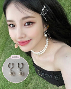 [fromis_9 Nakyung Earrings] Horse Shoe and Pearl Earrings (Medium) - Silver