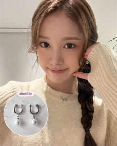 [STAYC J, Kep1er Yujin Earrings] Horse Shoe and Pearl Earrings (Small) - Silver