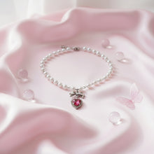 Load image into Gallery viewer, [Jenny Park Necklace] Rosepink Heart and Bow Pearl Choker Necklace