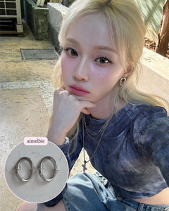 [Aespa Karina, Winter Earrings] Knotted Oval Ring Earrings - Silver
