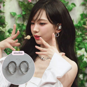 [Aespa Karina, Winter Earrings] Knotted Oval Ring Earrings - Silver