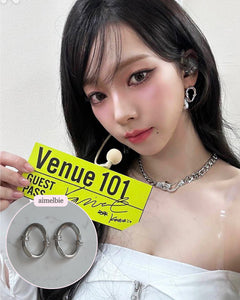 [Aespa Karina, Winter Earrings] Knotted Oval Ring Earrings - Silver