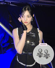 Load image into Gallery viewer, [Hearts2Hearts Yuha Earrings] Coquette Laced Ribbon and Heart Huggies earrings