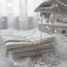 Load image into Gallery viewer, [Red Velvet Irene Necklace] Coquette Ribbon and Heart Locket Pearl Choker - Silver Color