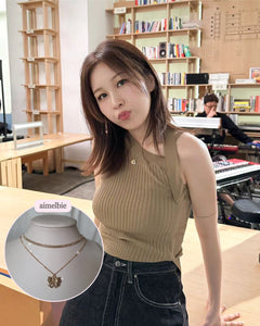 Lovely Ribbon Layered Necklace - Gold (Choi Yoojung, Kwon Jinah Necklace)