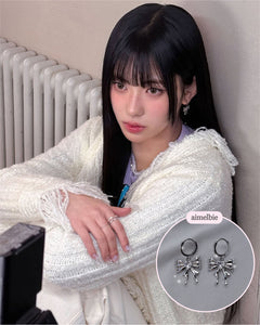 [IZNA Coco Earrings] Melting Ribbon Huggies earrings - Silver Color