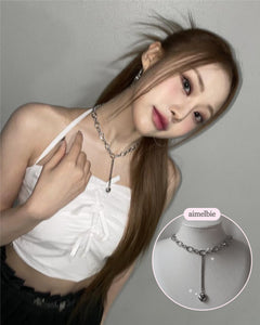 Modern Longdrop Heart Chain Choker Necklace (KISS OF LIFE Julie Necklace)