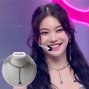 Modern Longdrop Heart Chain Choker Necklace (KISS OF LIFE Julie Necklace)