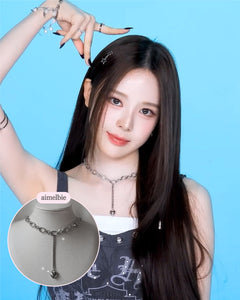 [KISS OF LIFE Julie Necklace] Modern Longdrop Heart Chain Choker Necklace