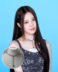 [KISS OF LIFE Julie Necklace] Modern Longdrop Heart Chain Choker Necklace