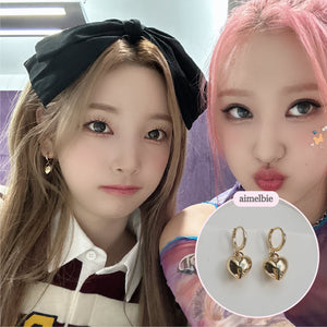 Modern Heart Huggies Earrings - Gold (Rocket Punch Yeonhee, Yunkyung Earrings)