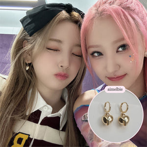 Modern Heart Huggies Earrings - Gold (Rocket Punch Yeonhee, Yunkyung Earrings)