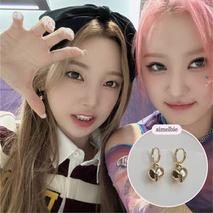 Modern Heart Huggies Earrings - Gold (Rocket Punch Yeonhee, Yunkyung Earrings)