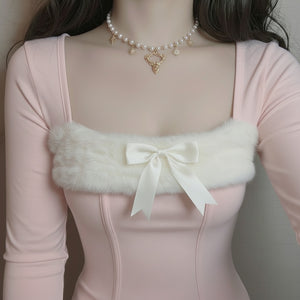 Dear and Star Pearl Necklace - Gold Color