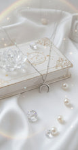 Load image into Gallery viewer, Upside Down Crescent Moon Pearl Layered Necklace - Silver (KISS OF LIFE Belle Necklace)