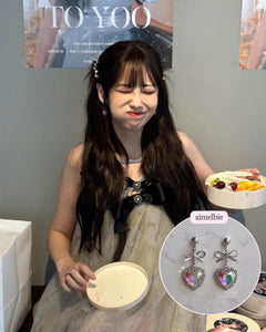 Rainbow Heart and Ribbon Earrings (STAYC Isa, Lovelyz Jiae Earrings)