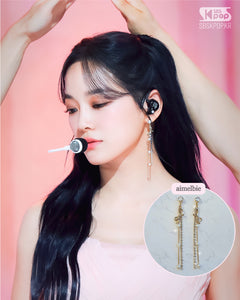 [Kim Sejeong Earrings] Ribbon and Crystal Drops Earrings - Gold