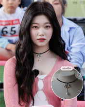 Load image into Gallery viewer, [Billlie Tsuki Necklace] Romantic bow and pearl drop choker - Silver Color