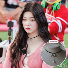 Load image into Gallery viewer, [Billlie Tsuki Necklace] Romantic bow and pearl drop choker - Silver Color