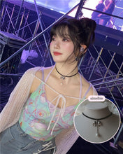 Load image into Gallery viewer, [Billlie Tsuki Necklace] Romantic bow and pearl drop choker - Silver Color