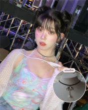 Load image into Gallery viewer, [Billlie Tsuki Necklace] Romantic bow and pearl drop choker - Silver Color