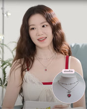 Load image into Gallery viewer, [Choi Yena Necklace] Rosepink Heart Princess Layered Necklace - Silver Color