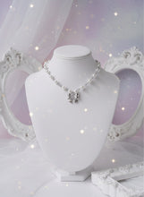 Load image into Gallery viewer, [TWICE Chaeyoung Necklace] Adorable Ribbon Pearl Choker - Silver Color