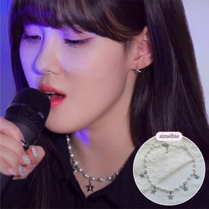 Starry Pearl Choker Necklace - Silver (Woo!ah! Nana, FIFTY FIFTY Sio, Kep1er Chaehyun Necklace)