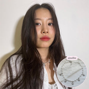 Starry Pearl Choker Necklace - Silver (Woo!ah! Nana, FIFTY FIFTY Sio, Kep1er Chaehyun Necklace)