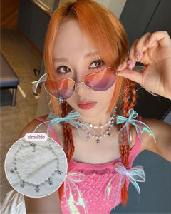 [Woo!ah! Nana, FIFTY FIFTY Sio, Kep1er Chaehyun Necklace] Starry Pearl Choker Necklace - Silver