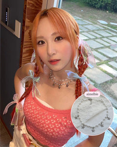 [Woo!ah! Nana, FIFTY FIFTY Sio, Kep1er Chaehyun Necklace] Starry Pearl Choker Necklace - Silver