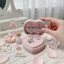 Load image into Gallery viewer, [Hearts2Hearts Yuha Earrings] Coquette Laced Ribbon and Heart Huggies earrings