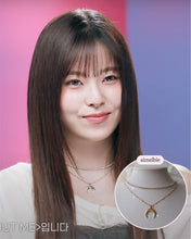 Load image into Gallery viewer, [NMIXX Kyujin Necklace] Upside Down Crescent Moon Rhinestone Choker Layered Necklace - Gold
