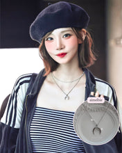 Load image into Gallery viewer, Upside Down Crescent Moon Pearl Layered Necklace - Silver (KISS OF LIFE Belle Necklace)