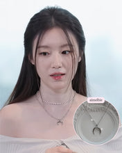 Load image into Gallery viewer, Upside Down Crescent Moon Pearl Layered Necklace - Silver (KISS OF LIFE Belle Necklace)