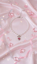 Load image into Gallery viewer, [Jenny Park Necklace] Rosepink Heart and Bow Pearl Choker Necklace