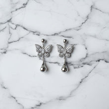 Load image into Gallery viewer, Metal Drop Butterfly Earrings